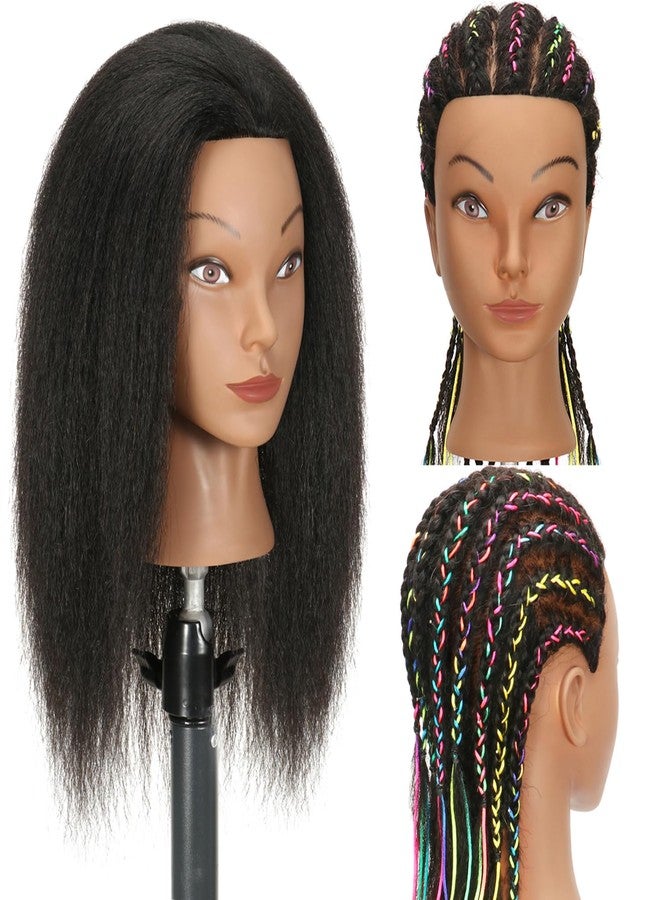 Ineffable 16"Mannequin Head with 100% Real Human Hair Mannequin Head for Braiding Hairstylists Manikin Head Cosmetology Doll Head for Hair Styling (16inch) - Image 1